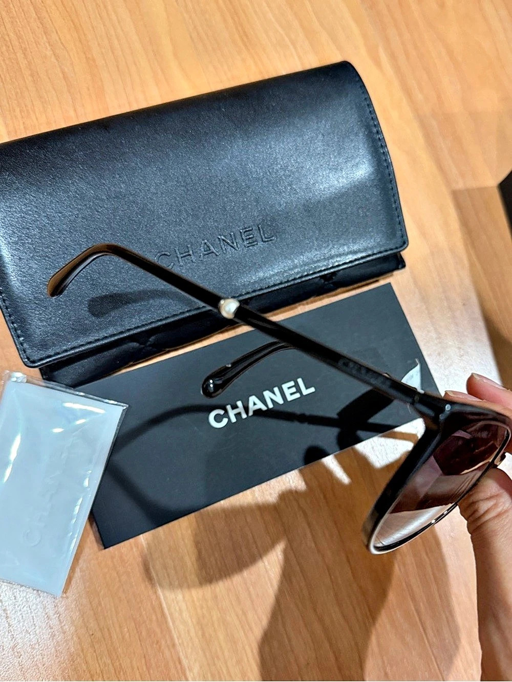 Chanel Pearl Accent Round Sunglasses 5131-H Black